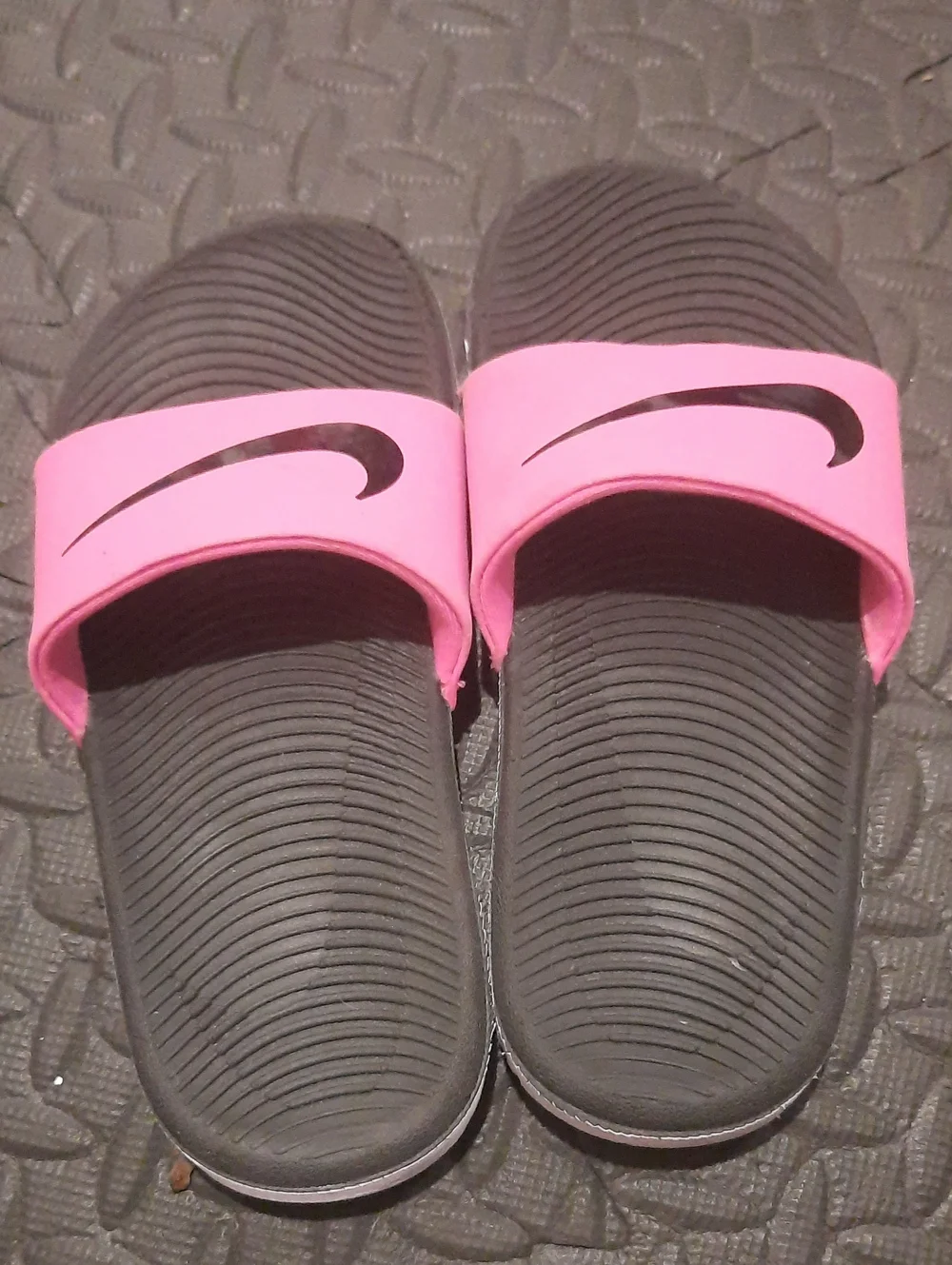 Nike Girl's Pink and Black Slide Sandals